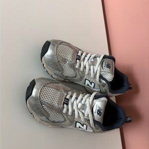 New Balance Kids Silver and Navy Athletic Sneakers